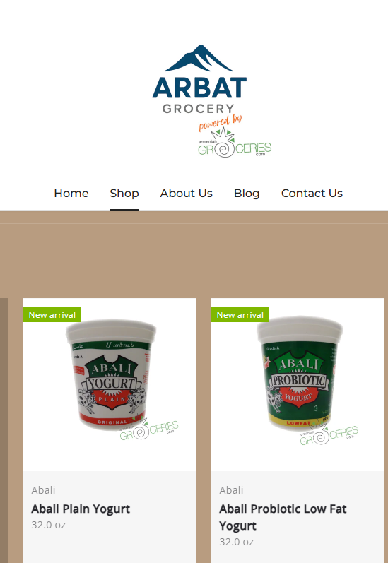Screen shot from Arbat Grocery online store