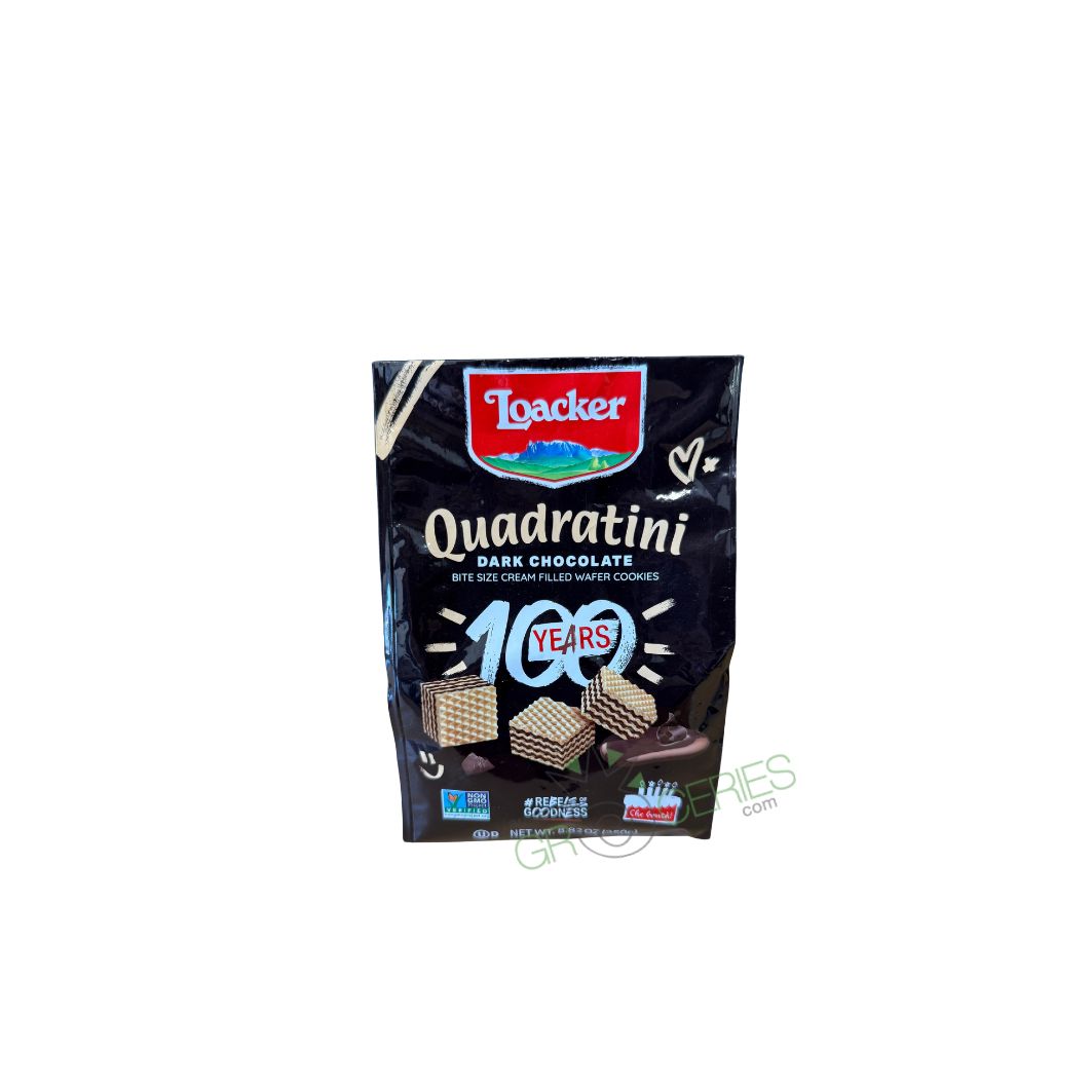 Loacker Quadratini Dark Chocolate – Bite-Size Cream-Filled Wafer Cookies
