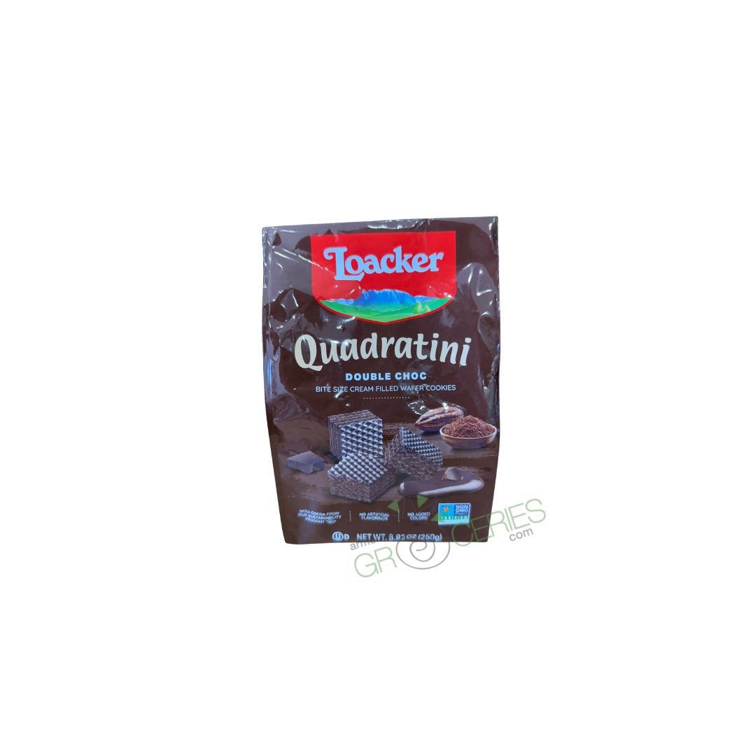 Loacker Quadratini Double Choc – Bite-Size Cream-Filled Chocolate Wafer Cookies
