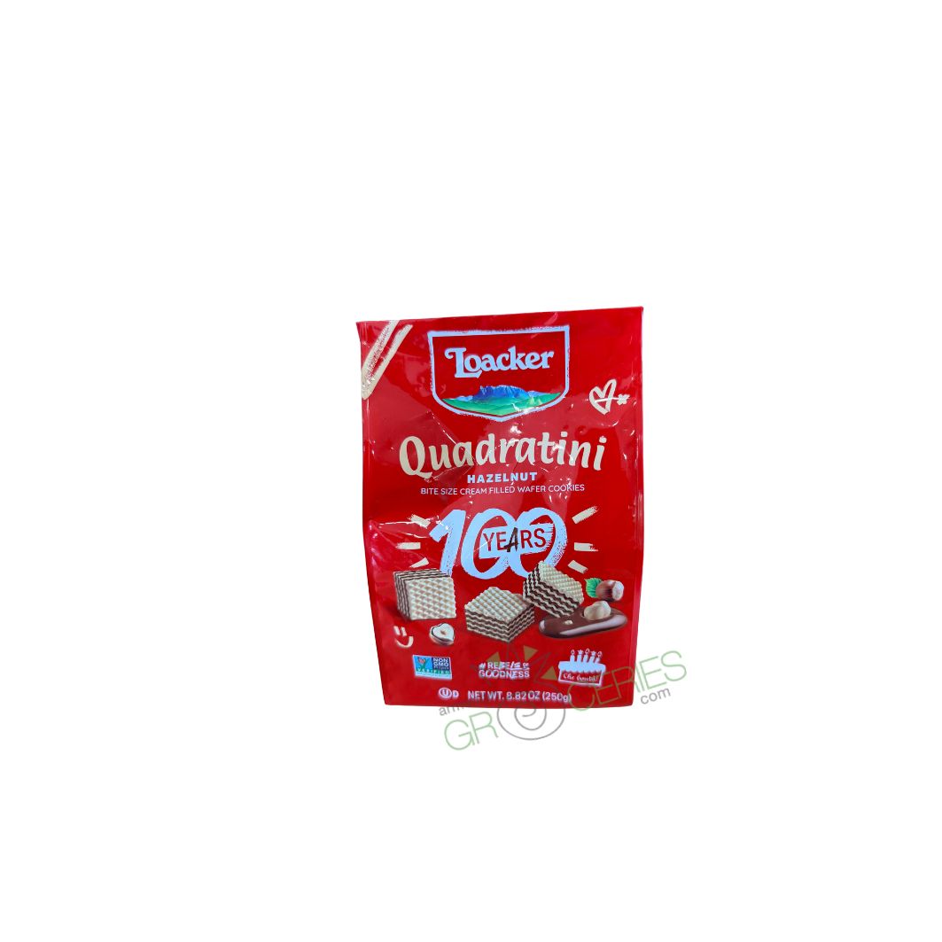 Loacker Quadratini Hazelnut – Bite Size Cream Filled Wafer Cookies