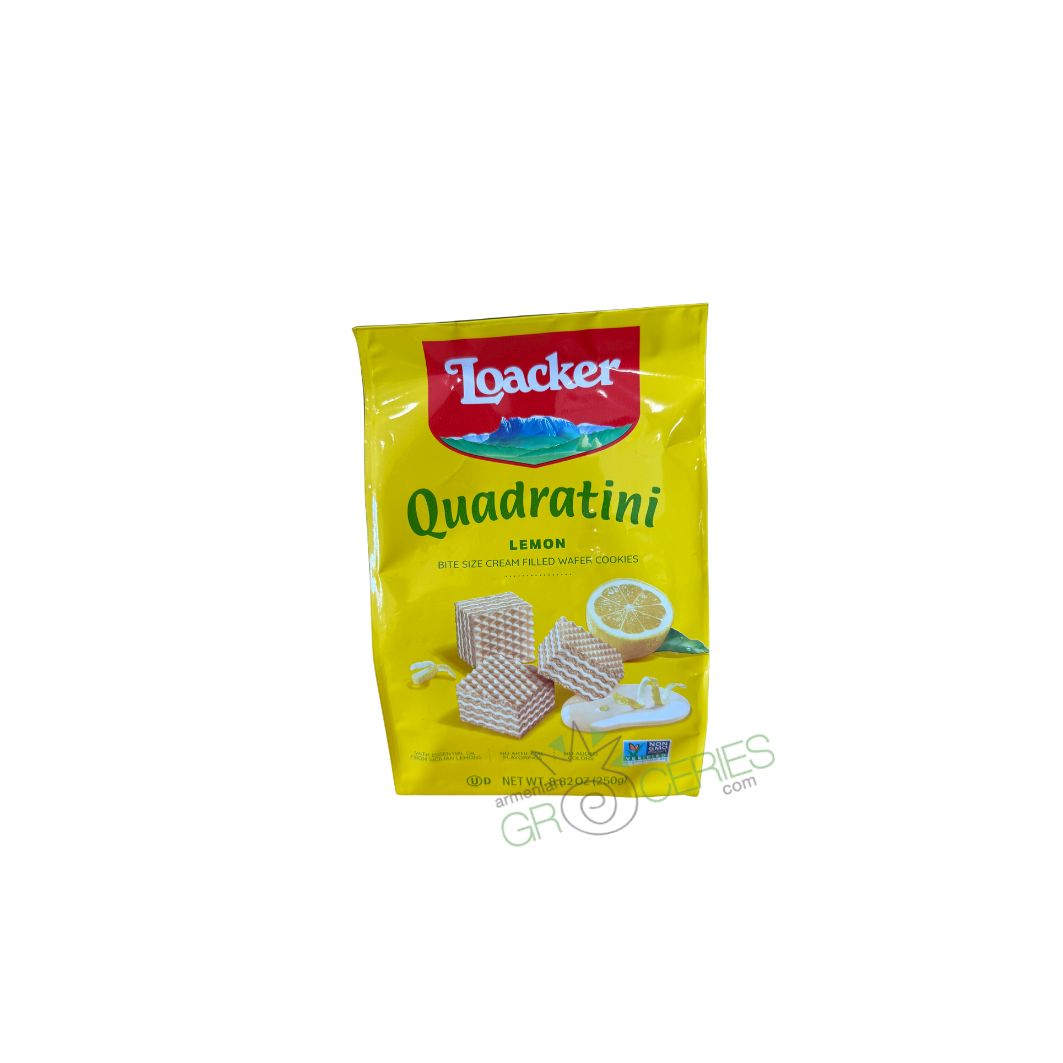 Loacker Quadratini Lemon – Bite Size Cream Filled Wafer Cookies