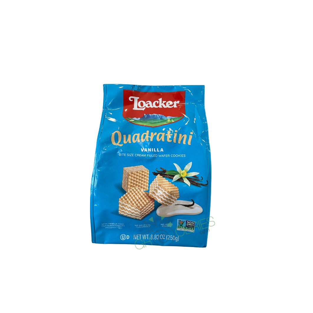 Loacker Quadratini Vanilla – Bite Size Cream Filled Wafer Cookies